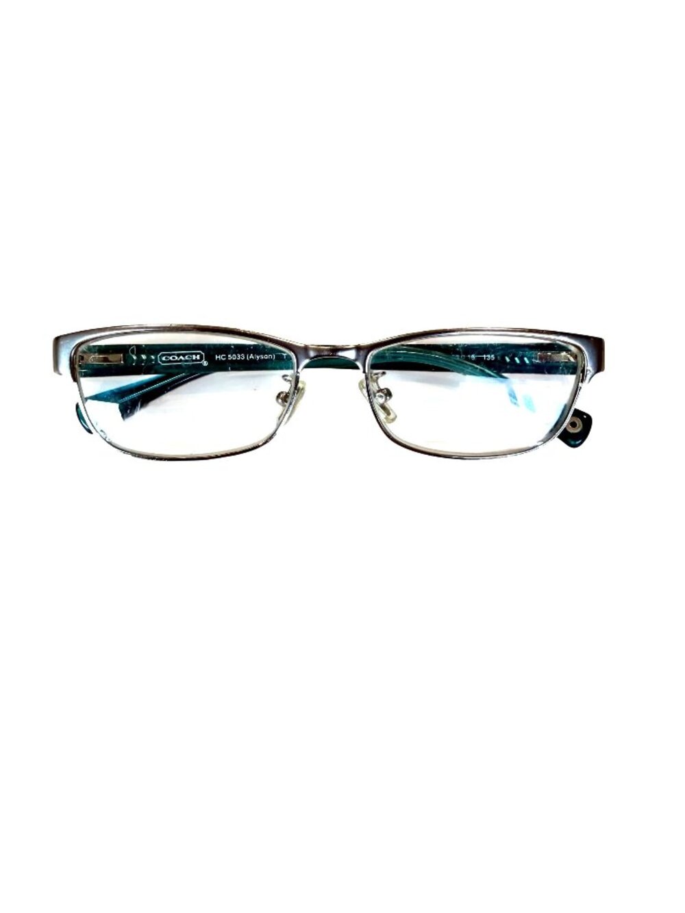 Coach HC5033 Alyson Frames Only Eyeglasses Satin Silver Frame Teal Black Arms